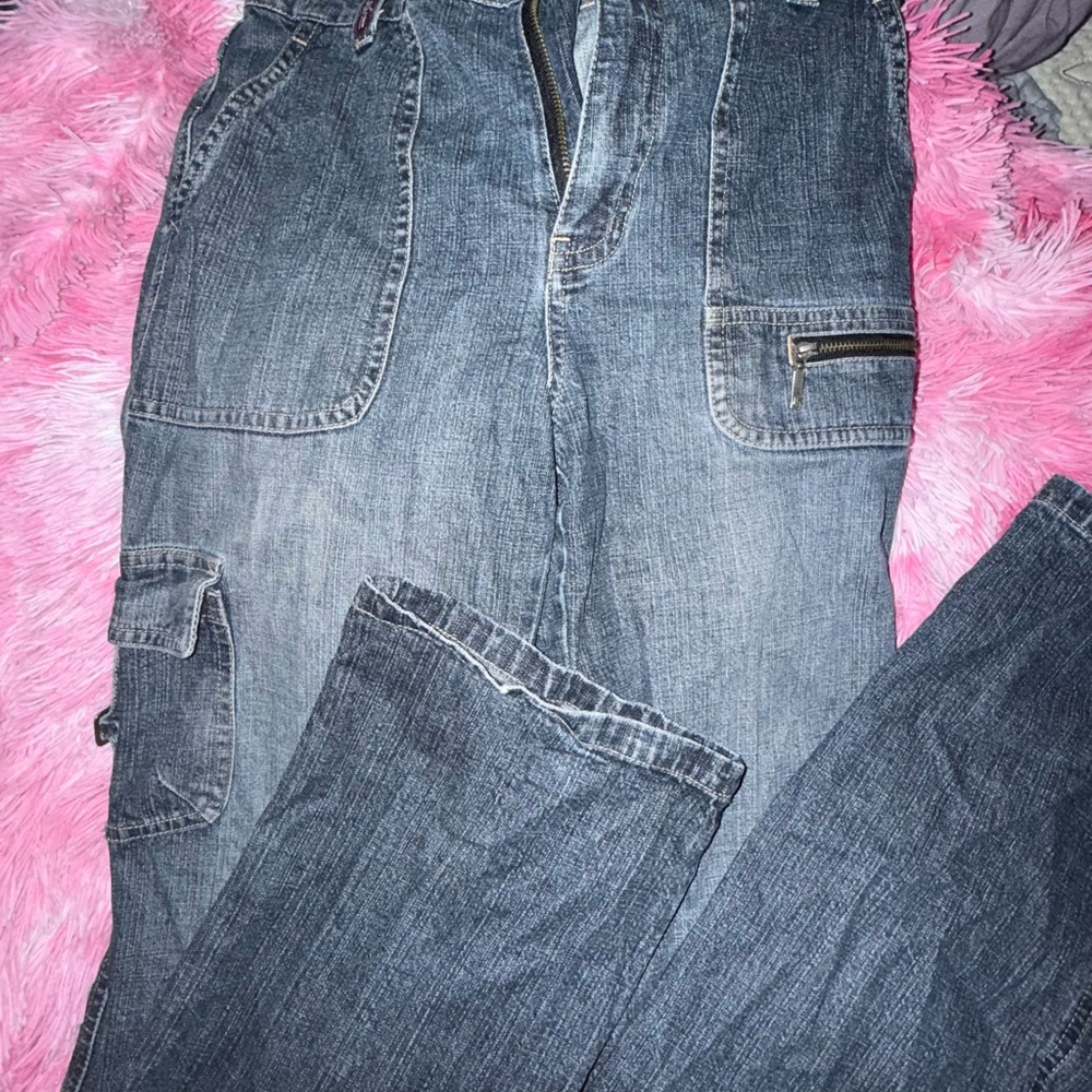 Greyish blue jeans